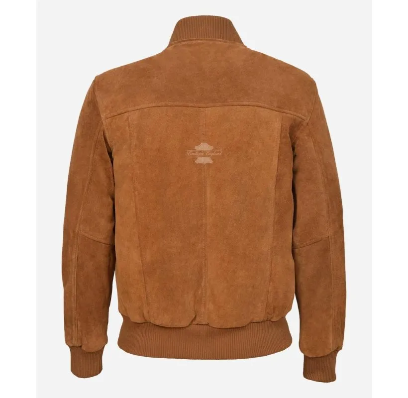 70's Classic Suede Leather Bomber Jacket Retro Flight Jacket