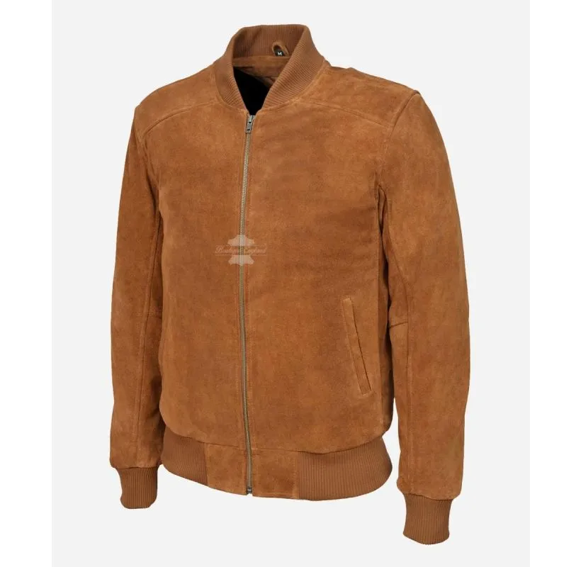 70's Classic Suede Leather Bomber Jacket Retro Flight Jacket