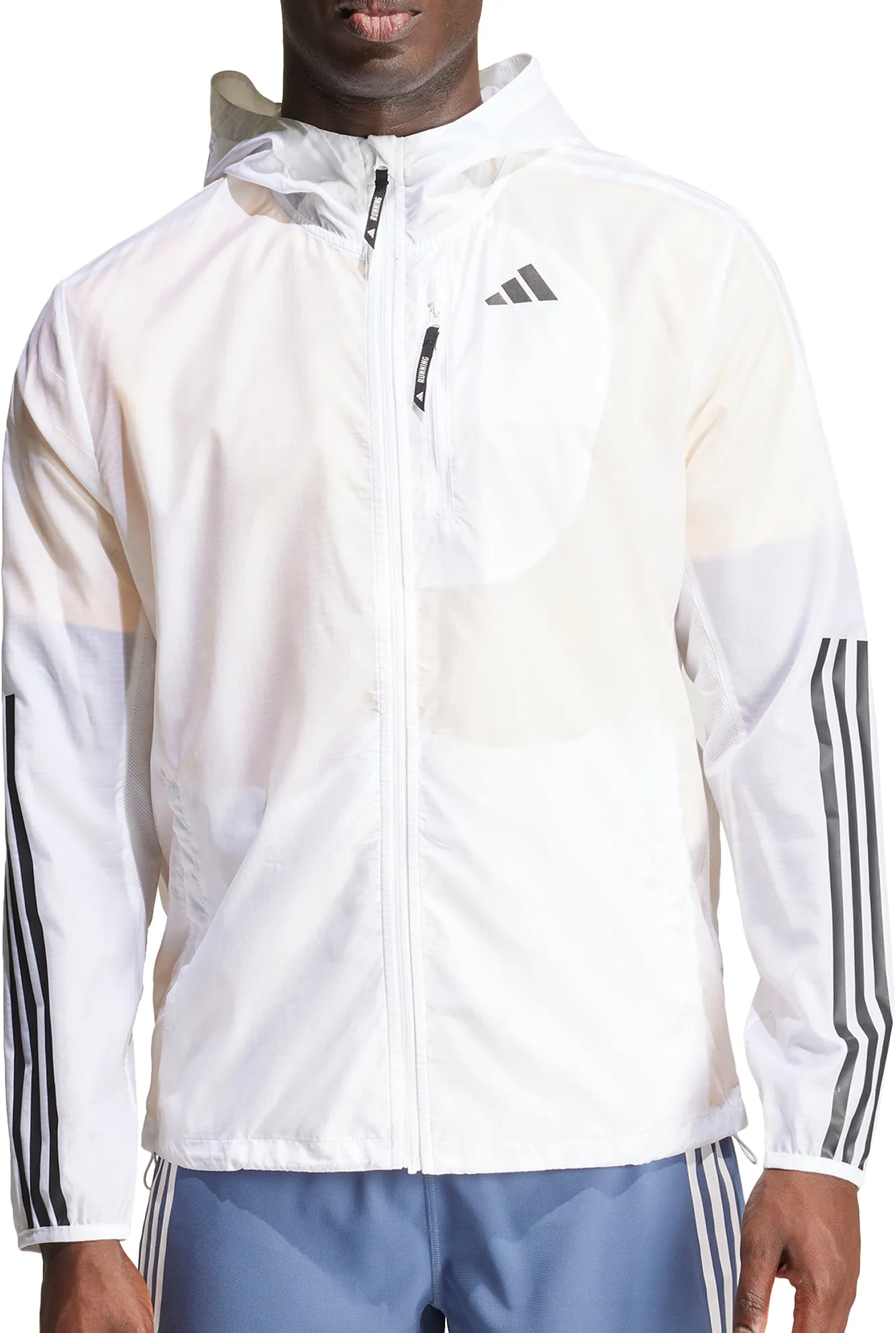 adidas Own The Run 3 Stripes Mens Running Jacket - White