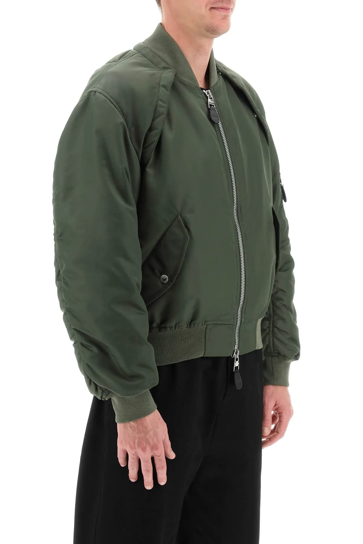 Alexander Mcqueen Convertible Bomber Jacket In Nylon Satin