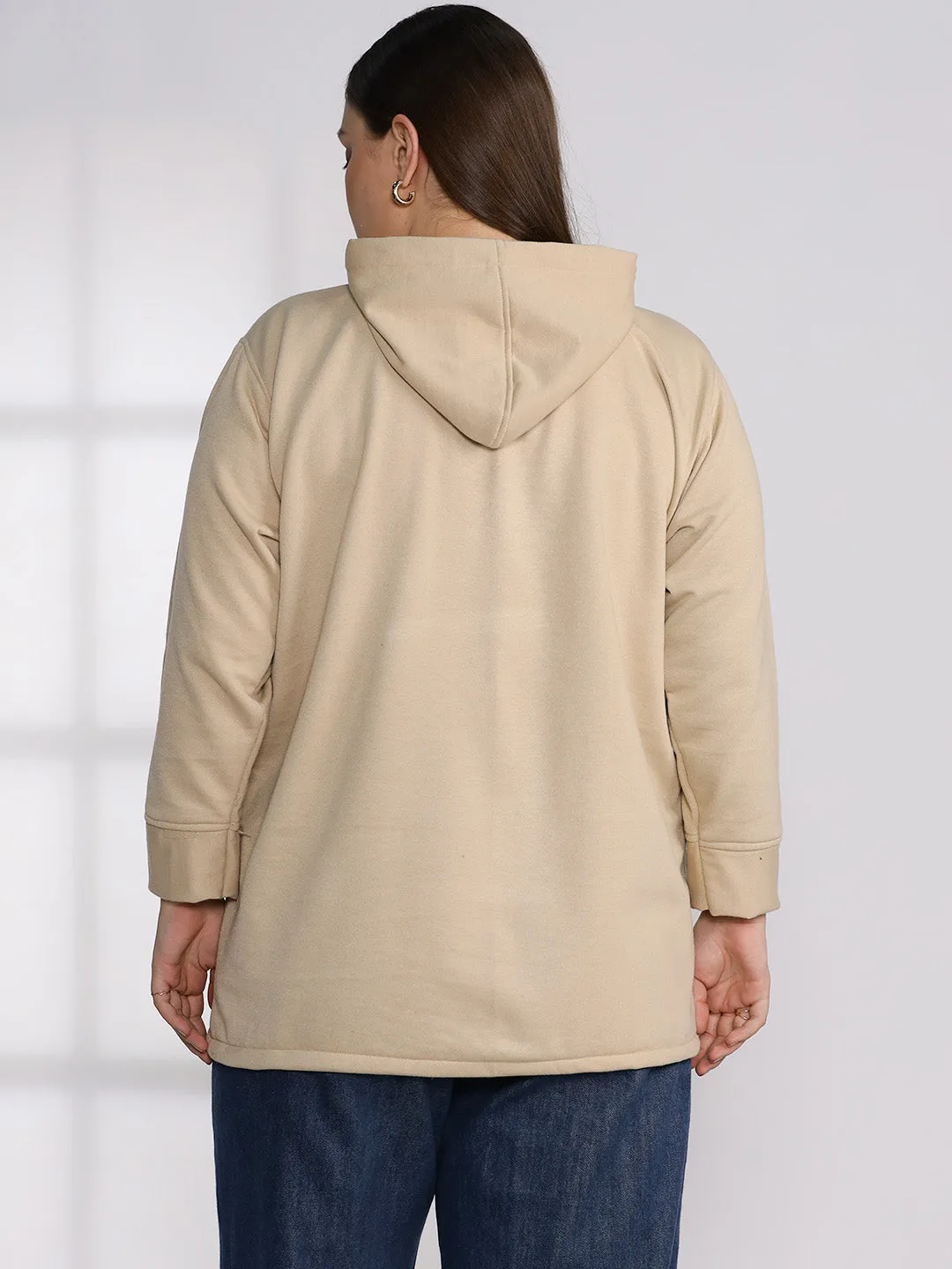 Beige Fleece Hoodie - FrostedIvy