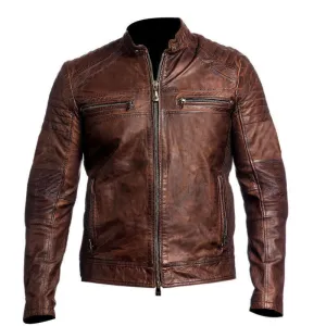 Biker Black & Brown Leather Motorcycle Jacket