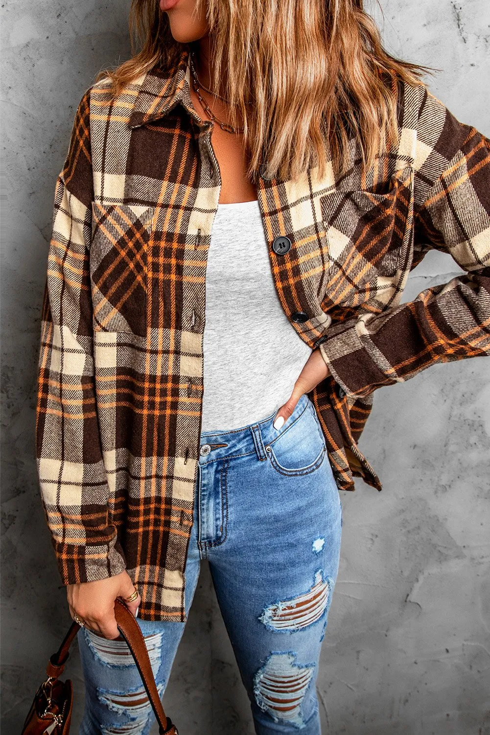 Boyfriend Plaid Shirt Coat