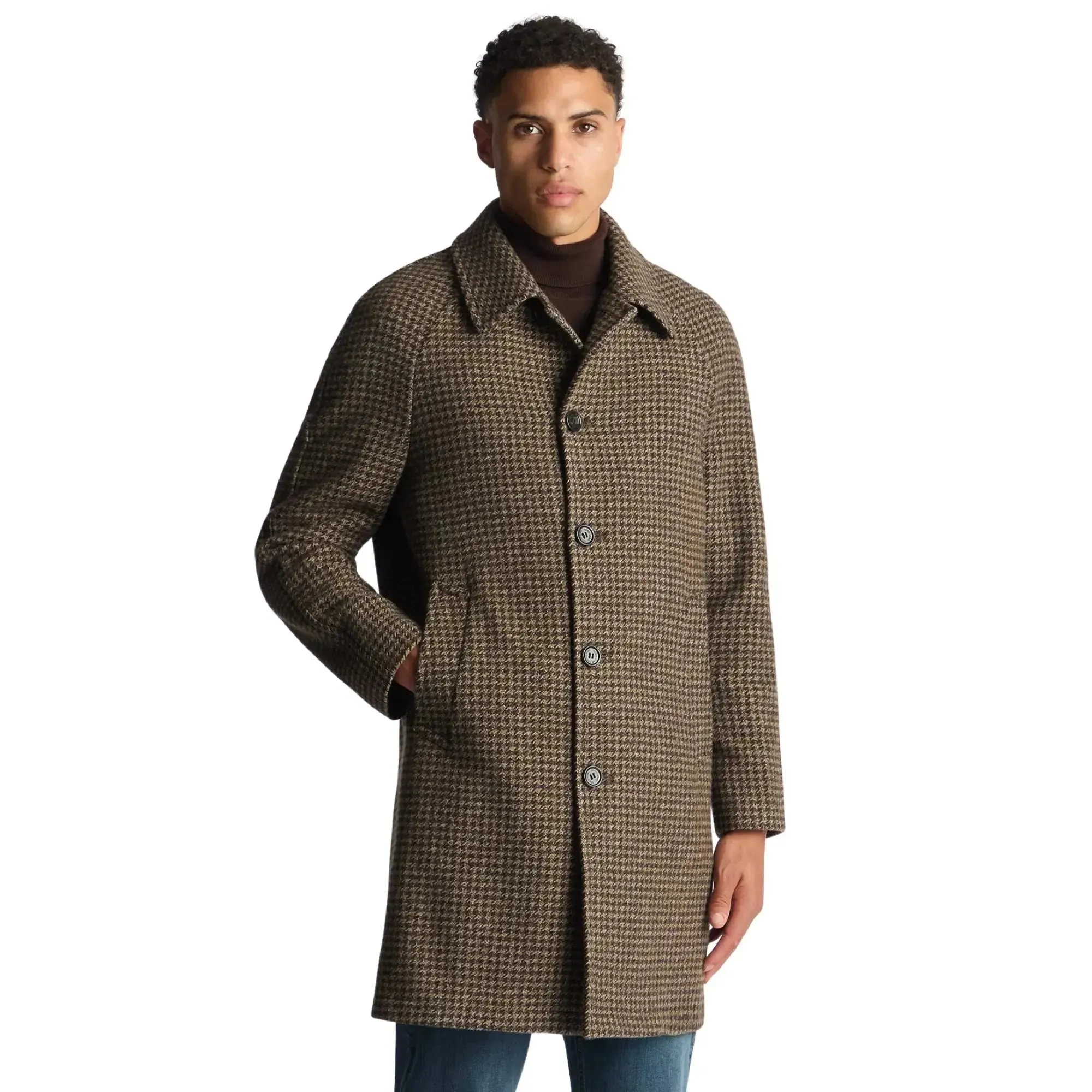 Callum Taupe Houndstooth Tailored Coat