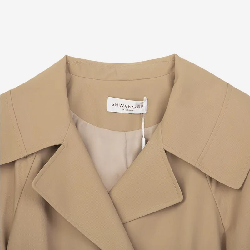 Camel Long Trench Coats Big Collar Double Breasted