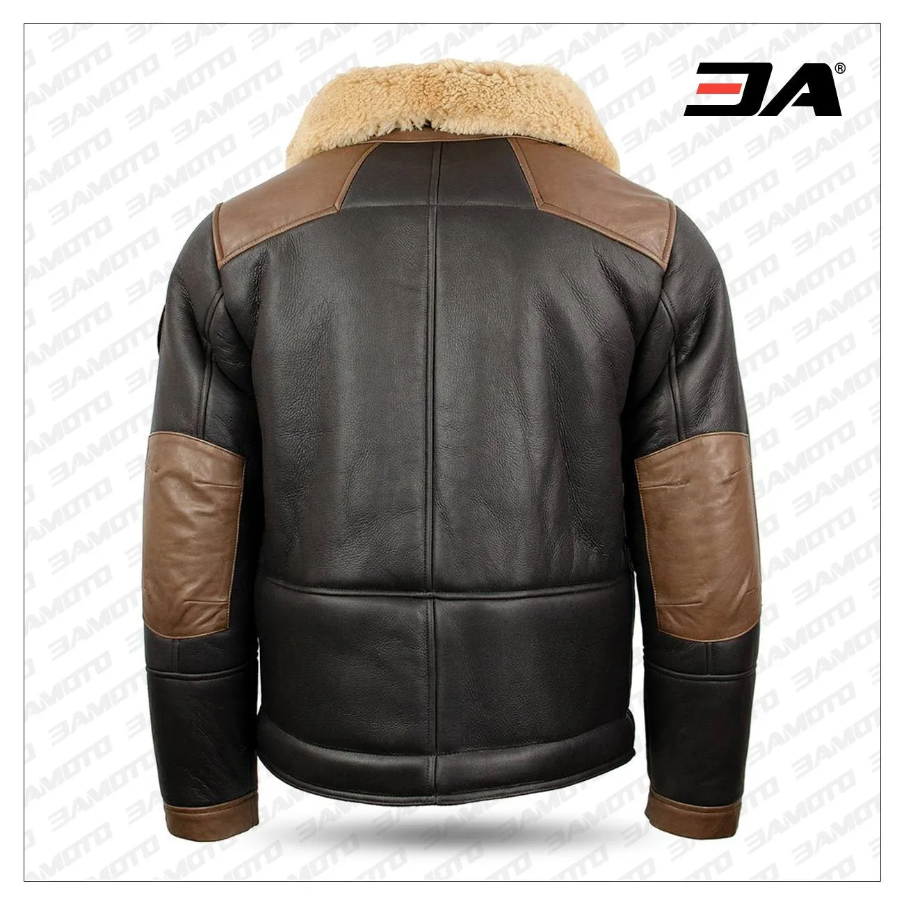 Chocolate Sheepskin Leather Bomber Jacket