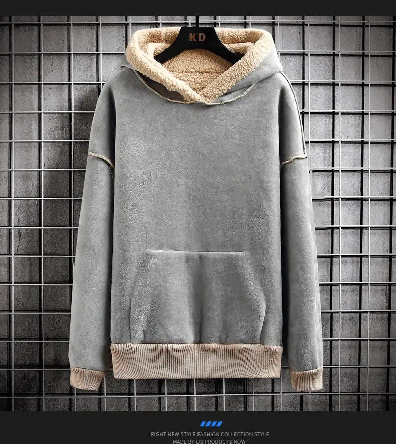 Cozy Sherpa Fleece Hoodie with Utility Patch Detail