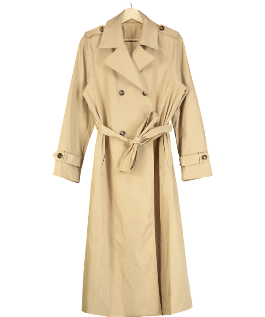 Cupshe Beige Double Breasted Trench Coat UK S