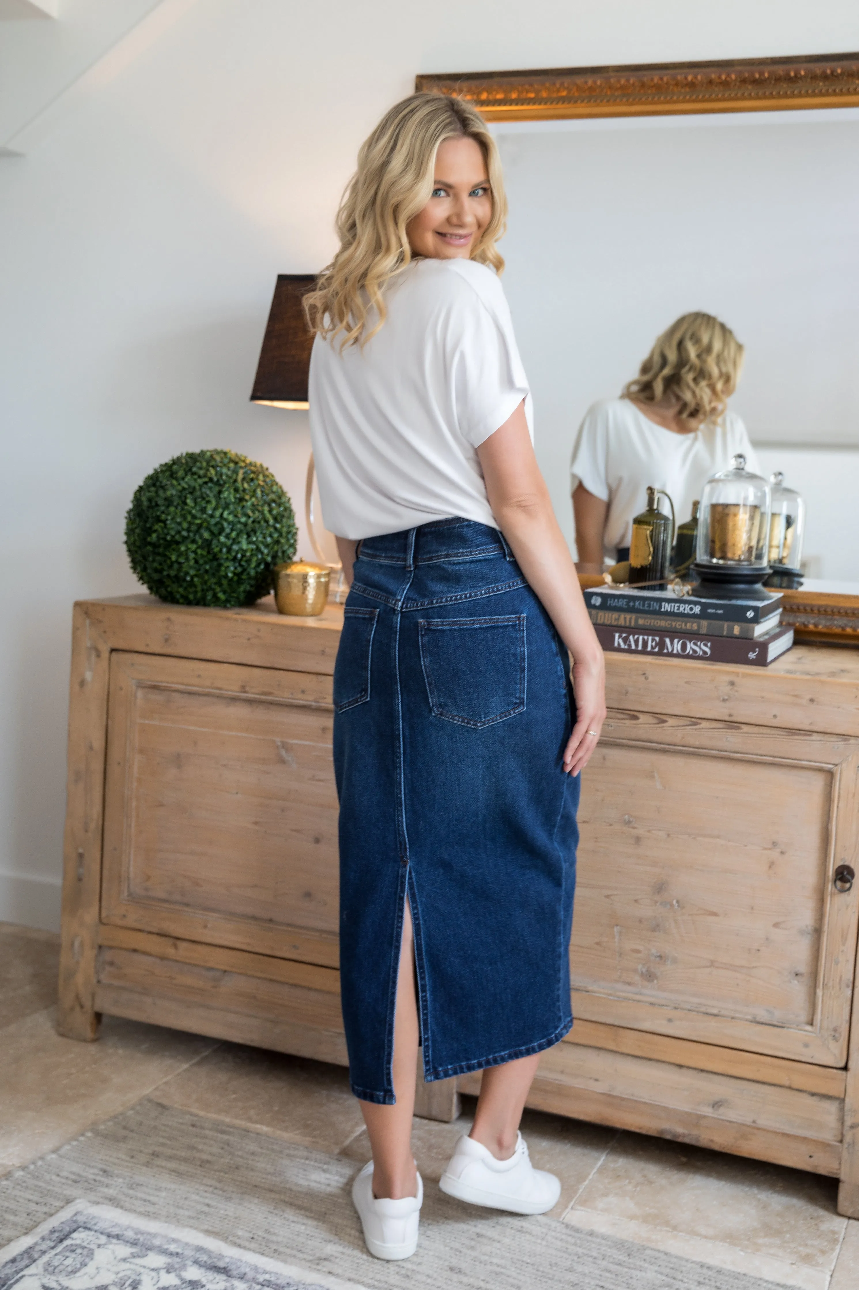 Denim Maxi Skirt | Dark Denim