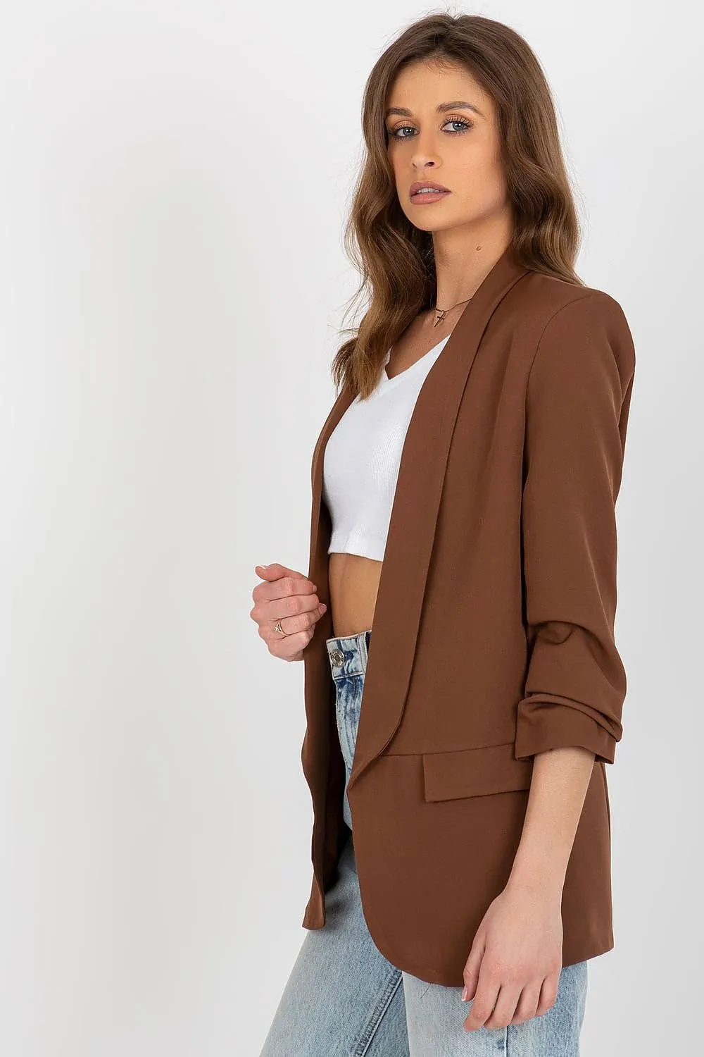 Elegant Italian 3/4 Sleeve Moda Jacket for Timeless Style