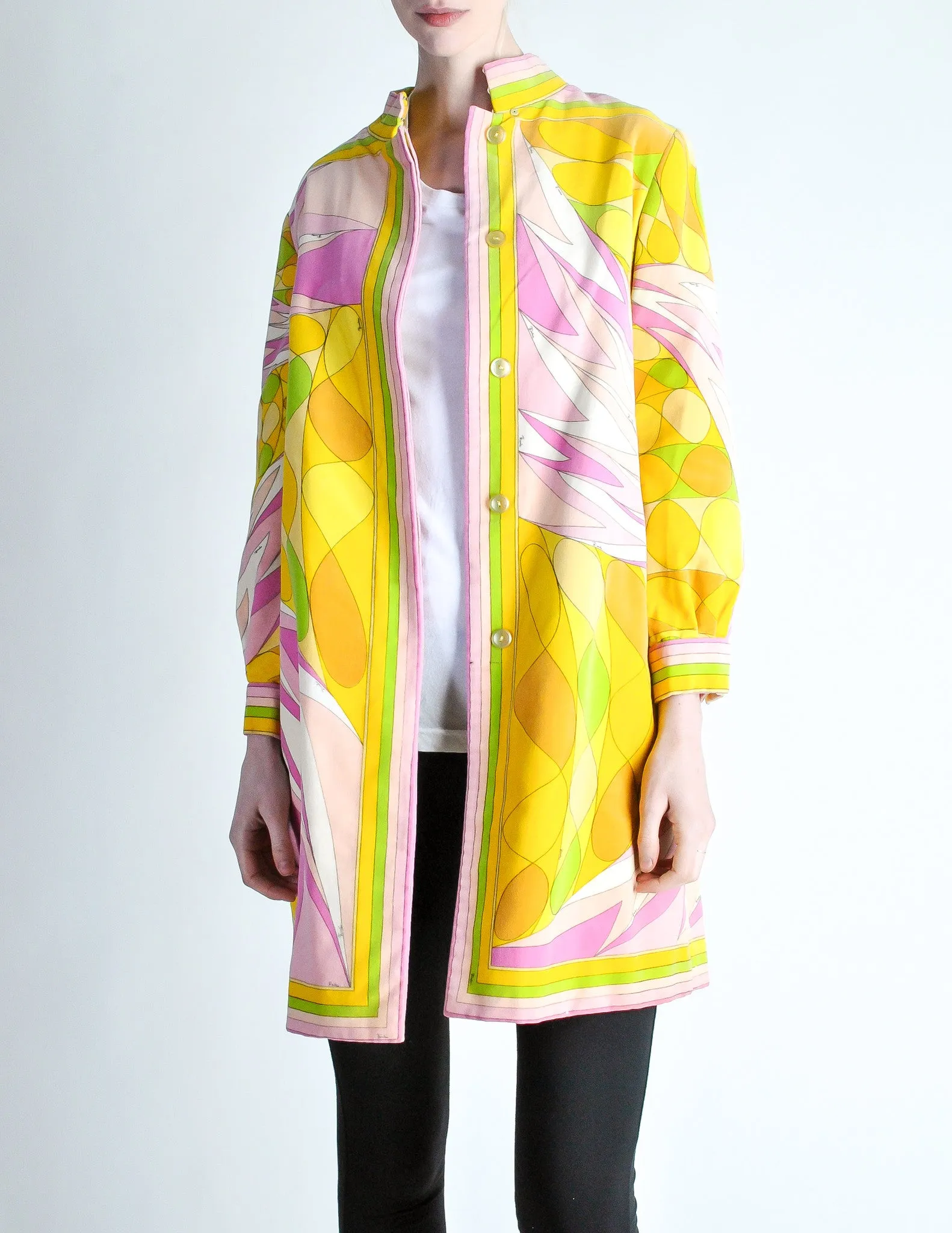 Emilio Pucci Vintage Op Art Print Velvet Coat