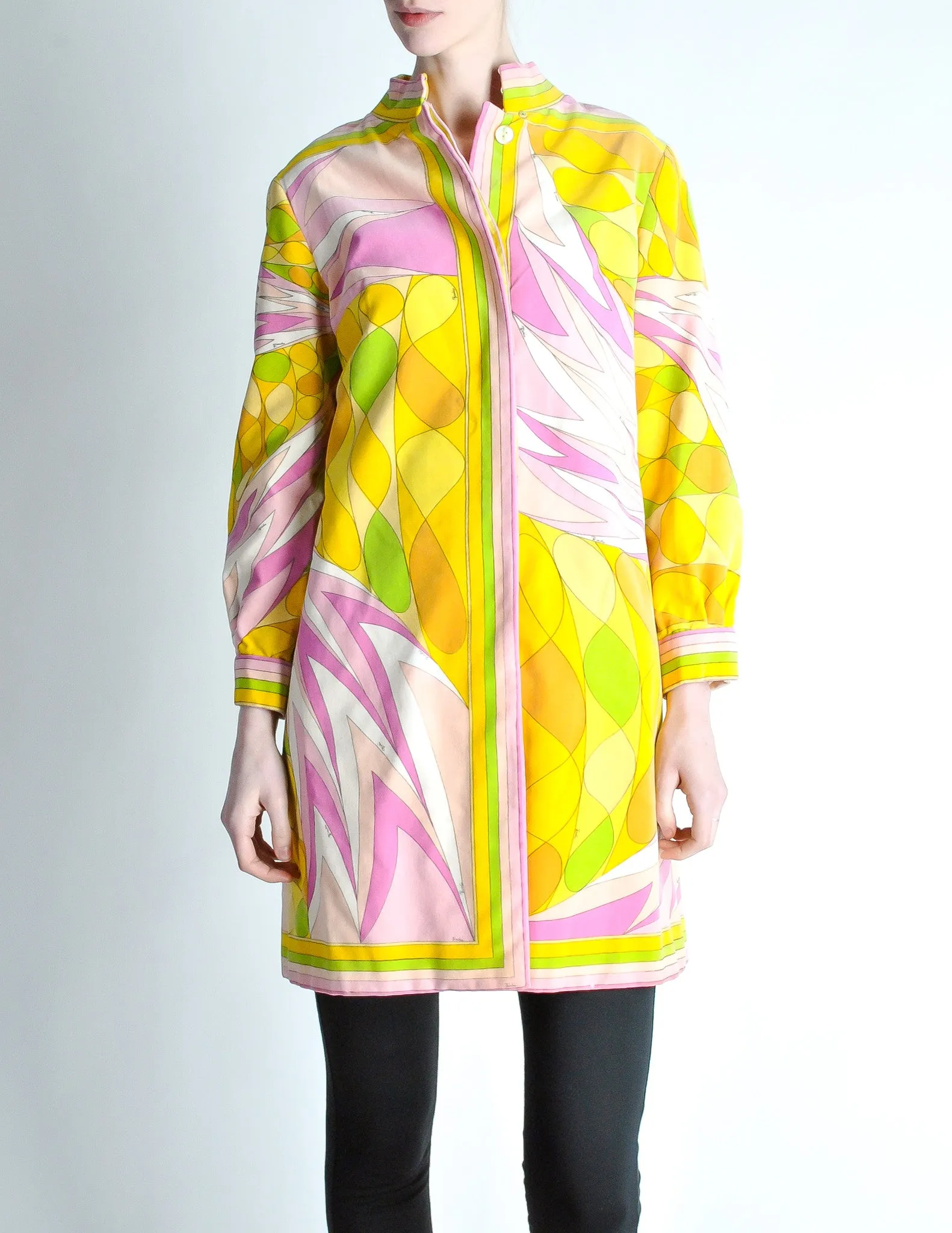 Emilio Pucci Vintage Op Art Print Velvet Coat