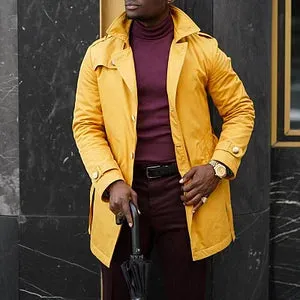 Fashion Yellow British Style Trench Coat