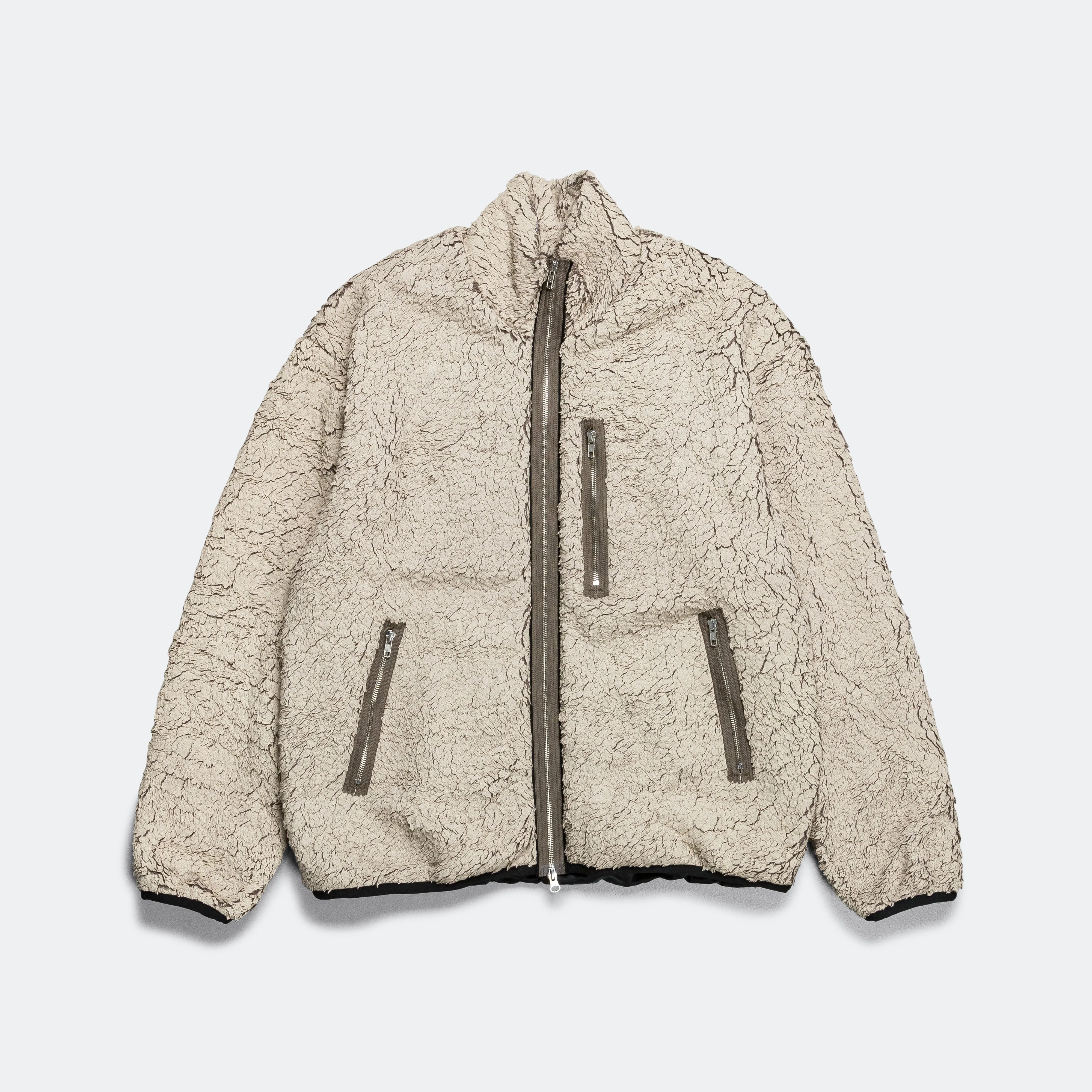 Funnel Track Jacket - Off White Painted Sherpa