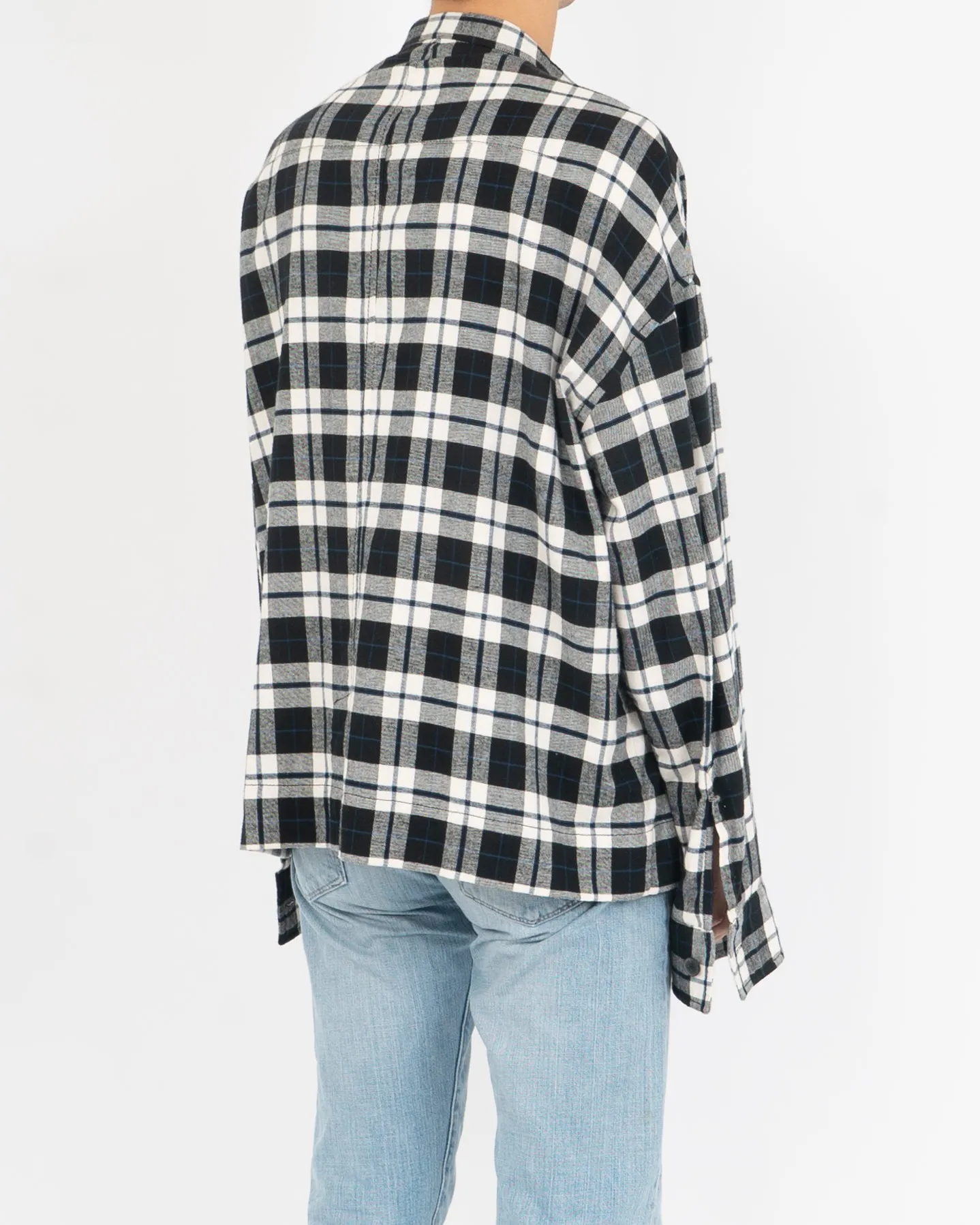 FW17 Mandarin Collar Checked Wool Flannel