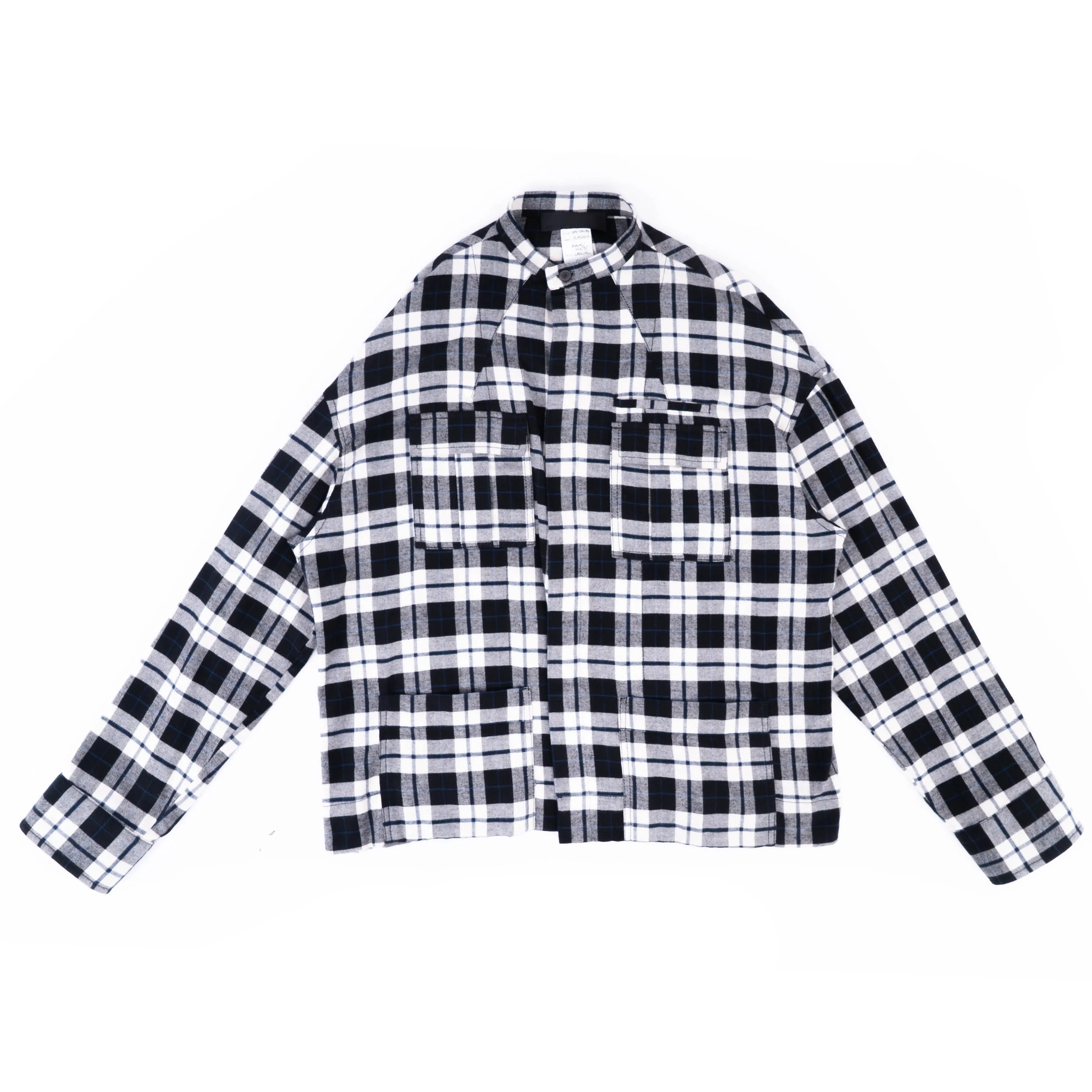 FW17 Mandarin Collar Checked Wool Flannel