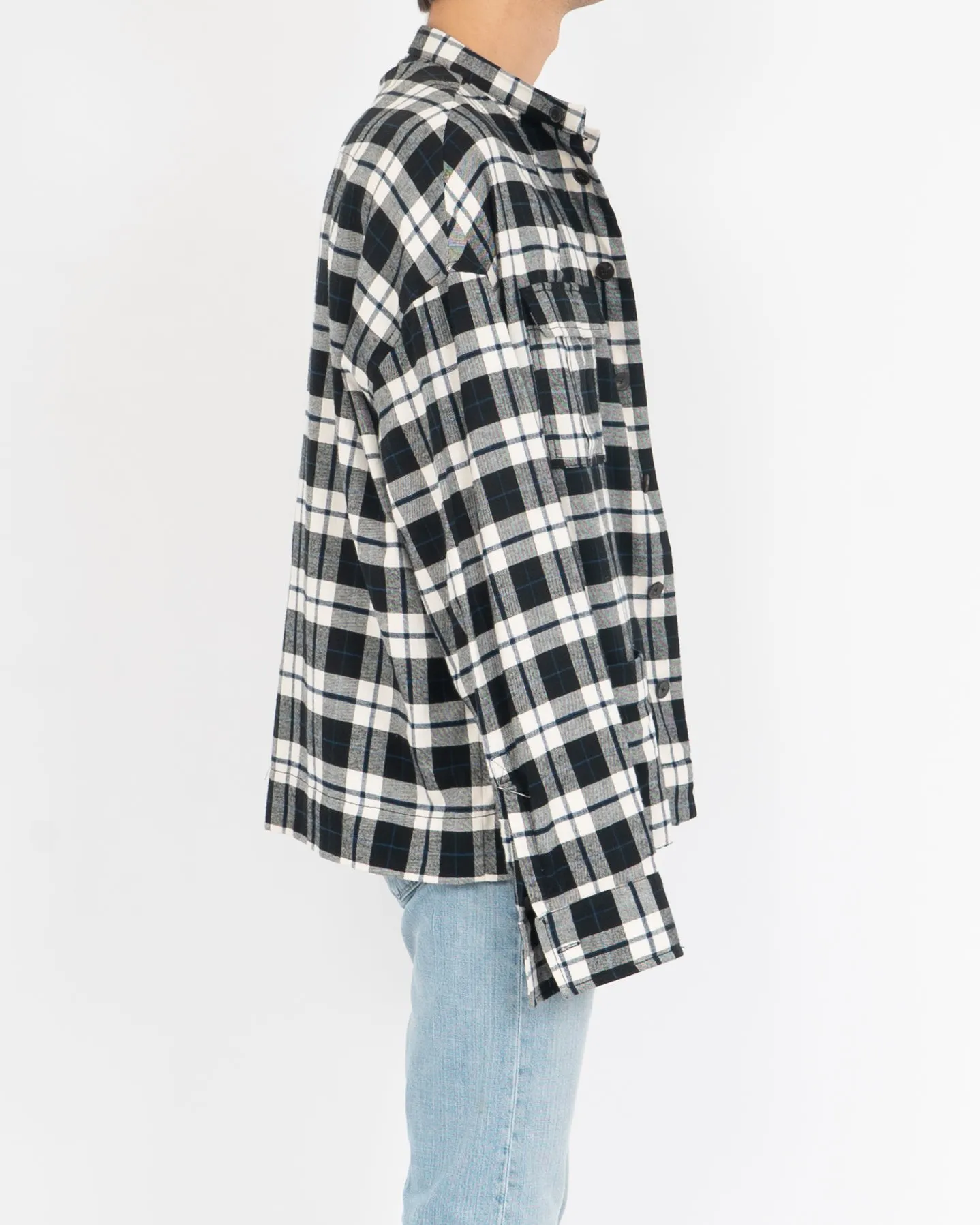 FW17 Mandarin Collar Checked Wool Flannel