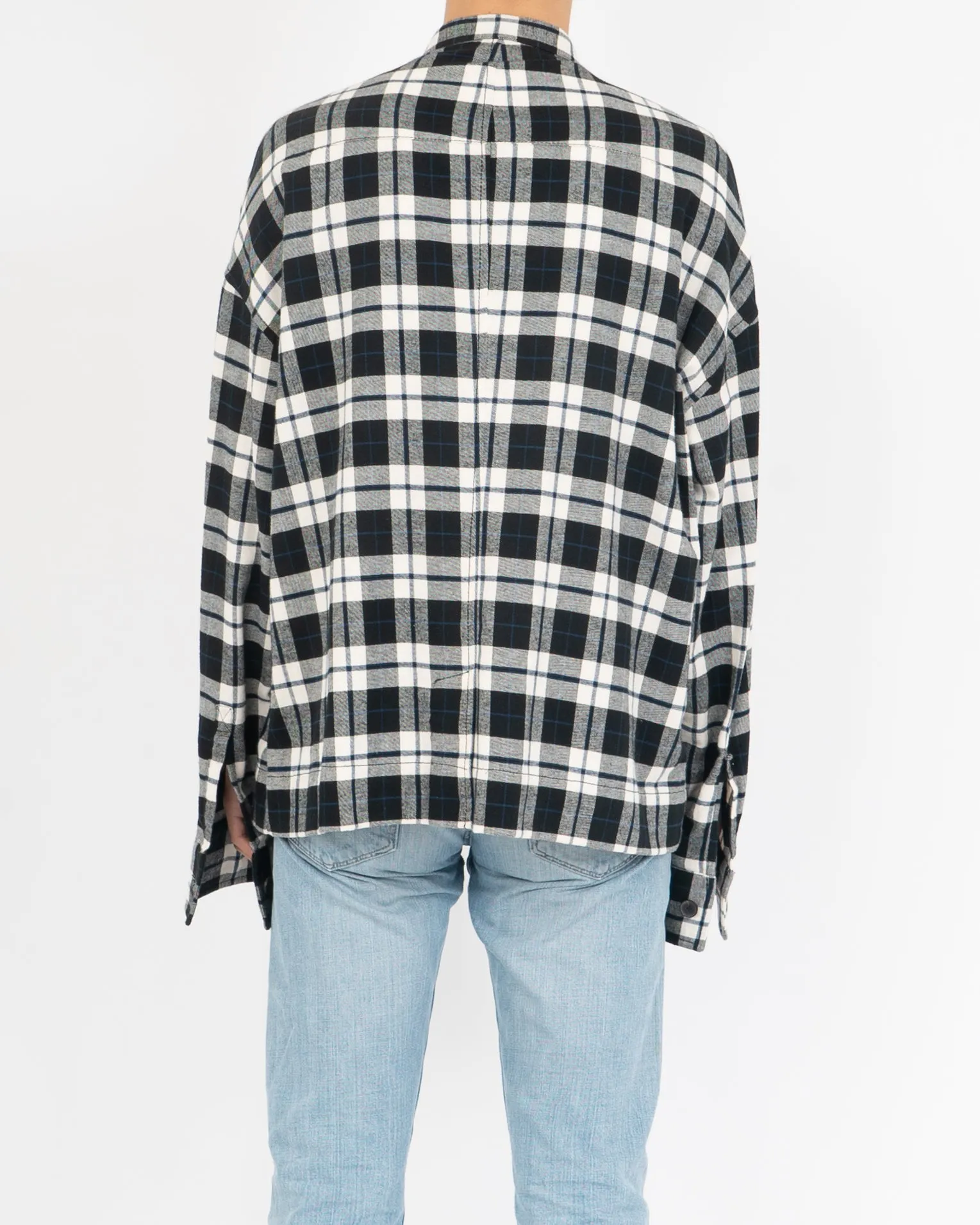 FW17 Mandarin Collar Checked Wool Flannel