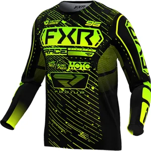 FXR Podium MX Offroad Jersey Black/HiVis/Lime