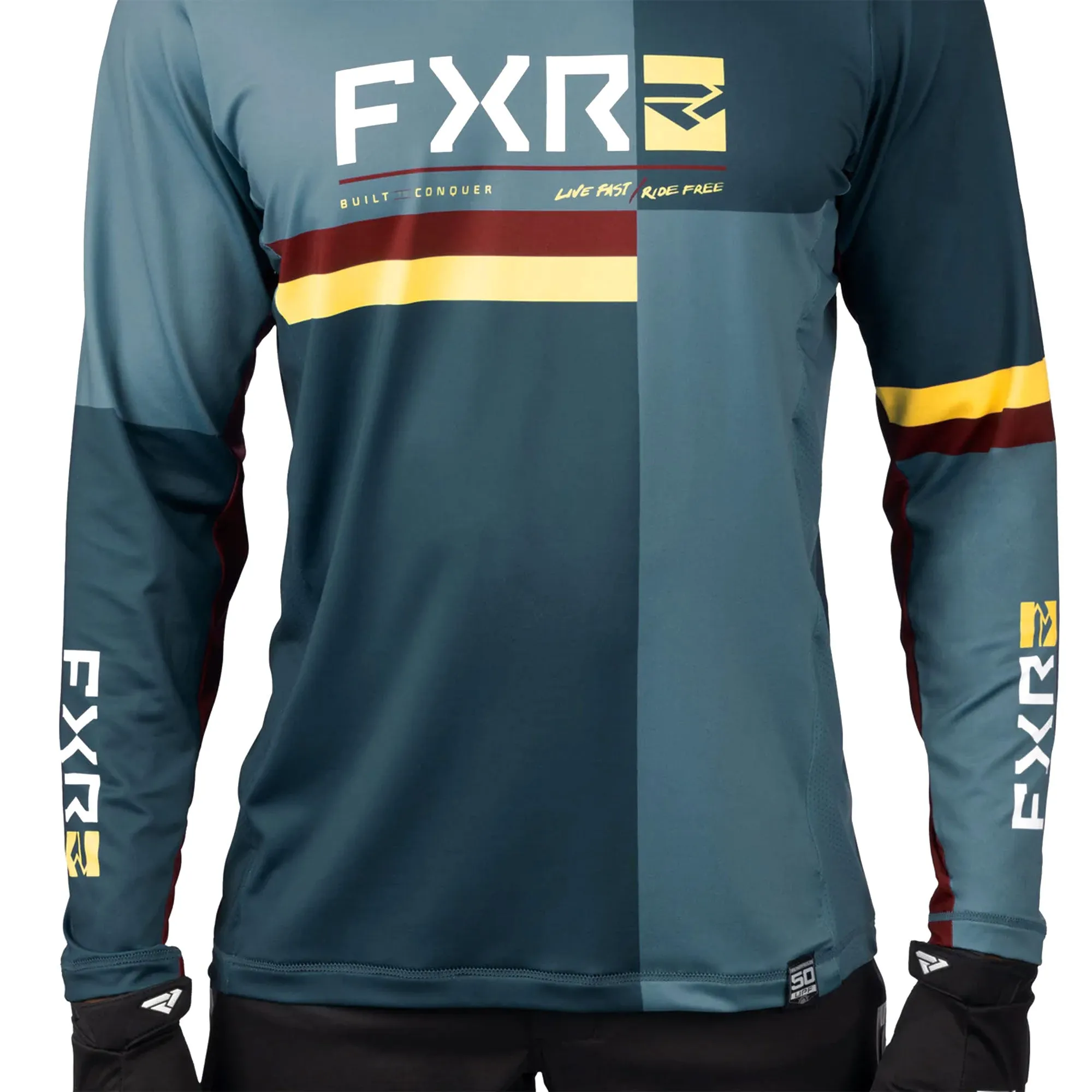 FXR ProFlex UPF Long Sleeve Offroad Jersey Steel/Sundial Blue