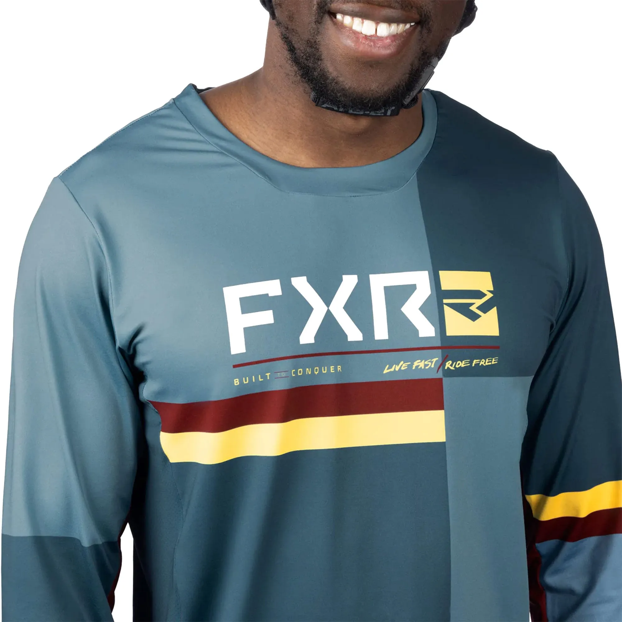 FXR ProFlex UPF Long Sleeve Offroad Jersey Steel/Sundial Blue