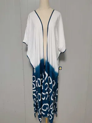 Gift Kimono Half Print White Color Polyester Long Length Gown Kimono