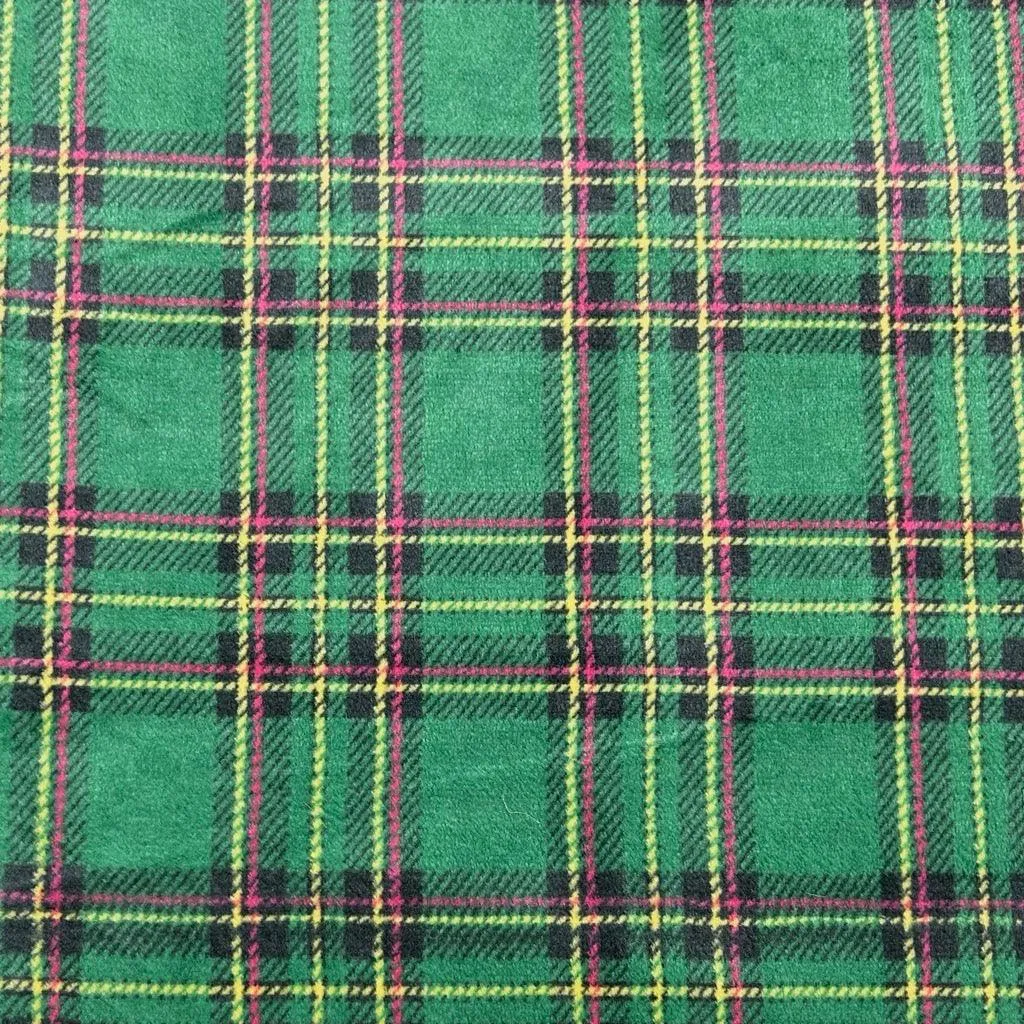 Green Checkered Cuddle Fleece Fabric