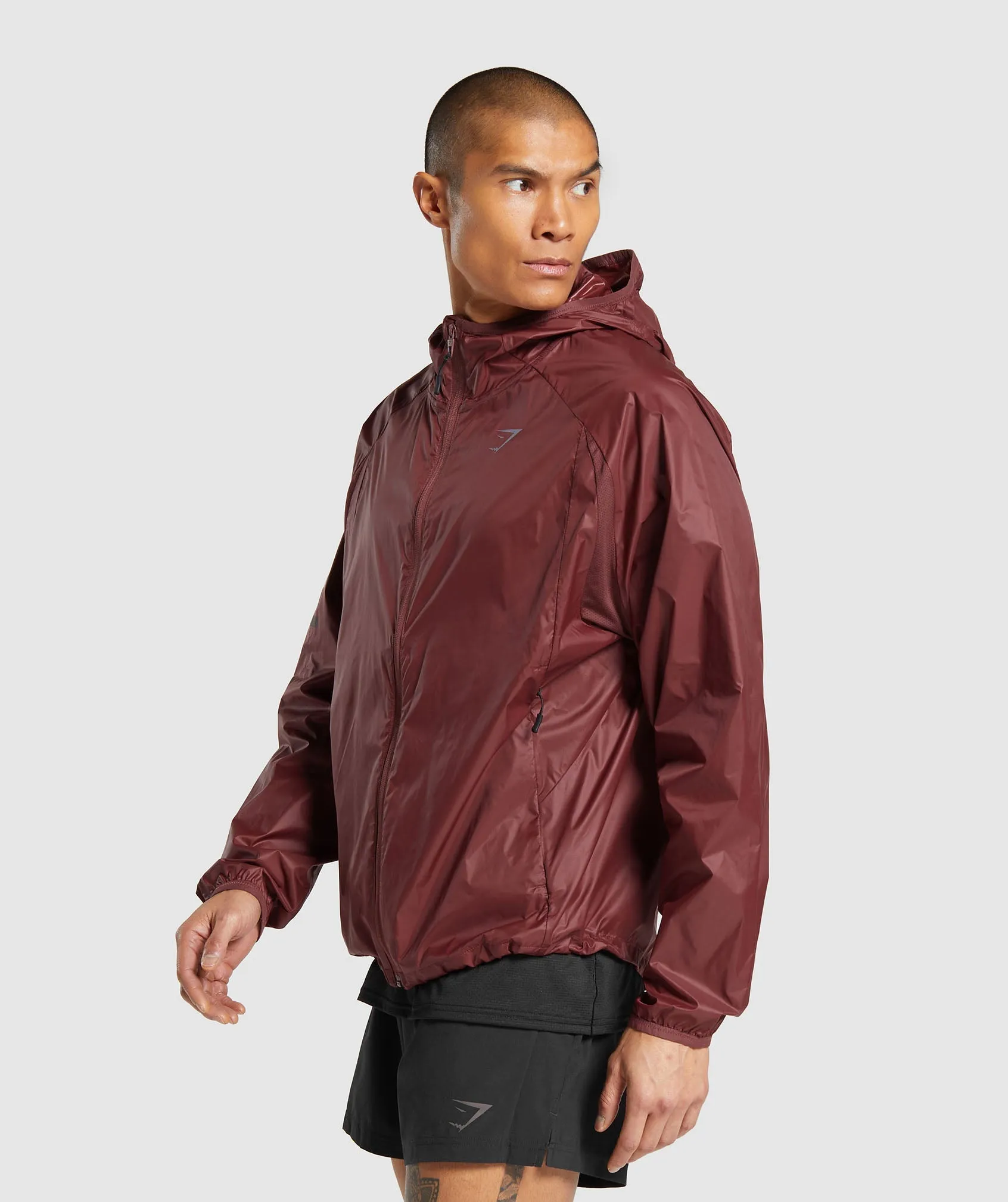 Gymshark Bude Packaway Shell - Burgundy Brown