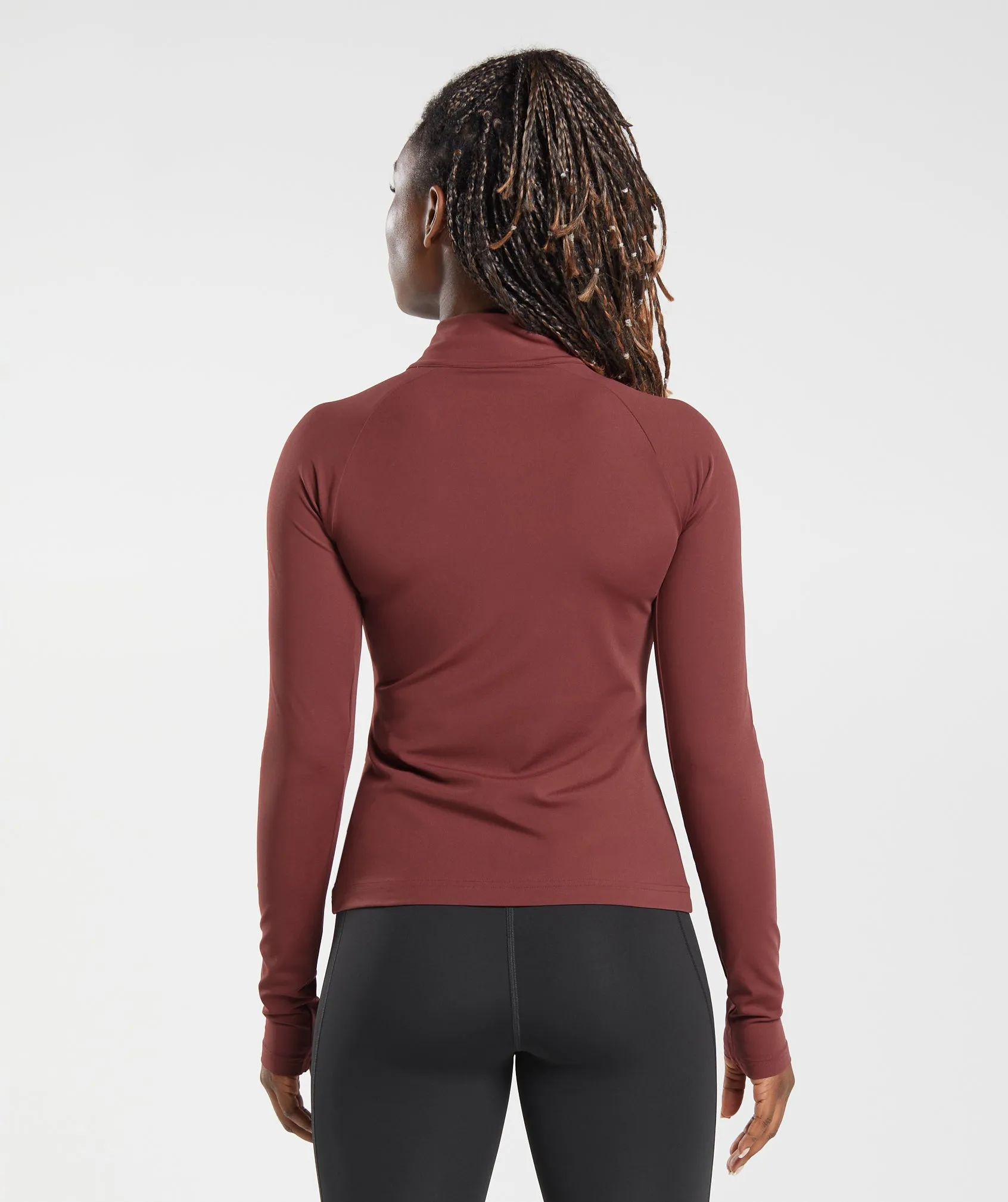 Gymshark Running 1/4 Zip - Washed Burgundy