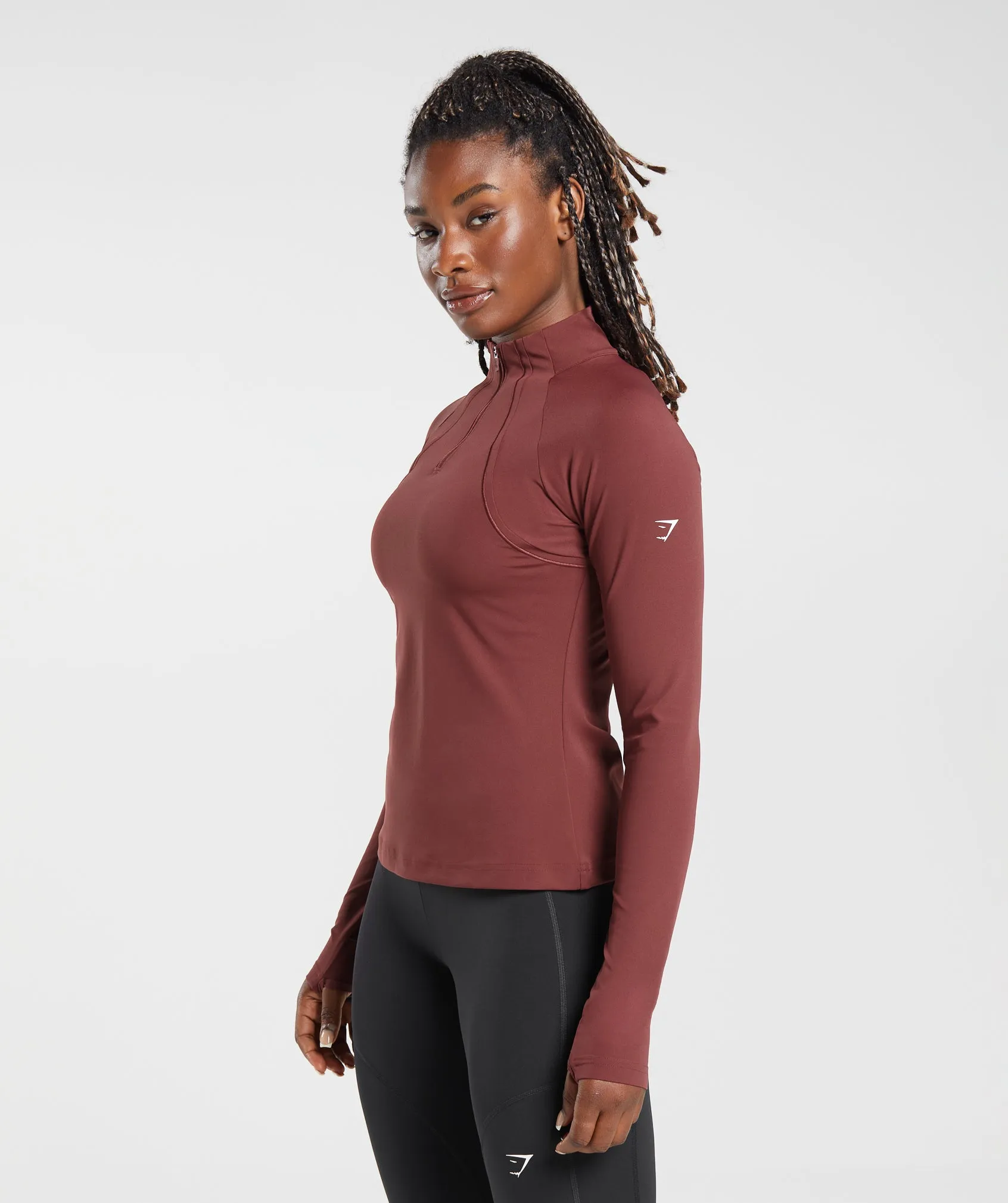 Gymshark Running 1/4 Zip - Washed Burgundy