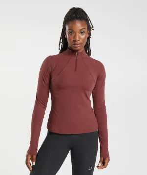 Gymshark Running 1/4 Zip - Washed Burgundy