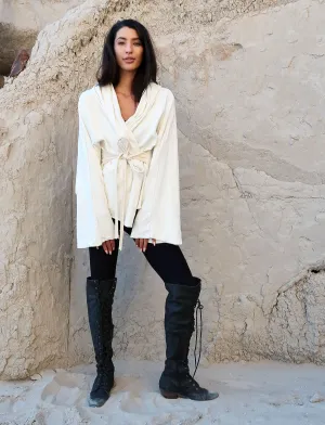 Hooded Kimono Belted Jacket