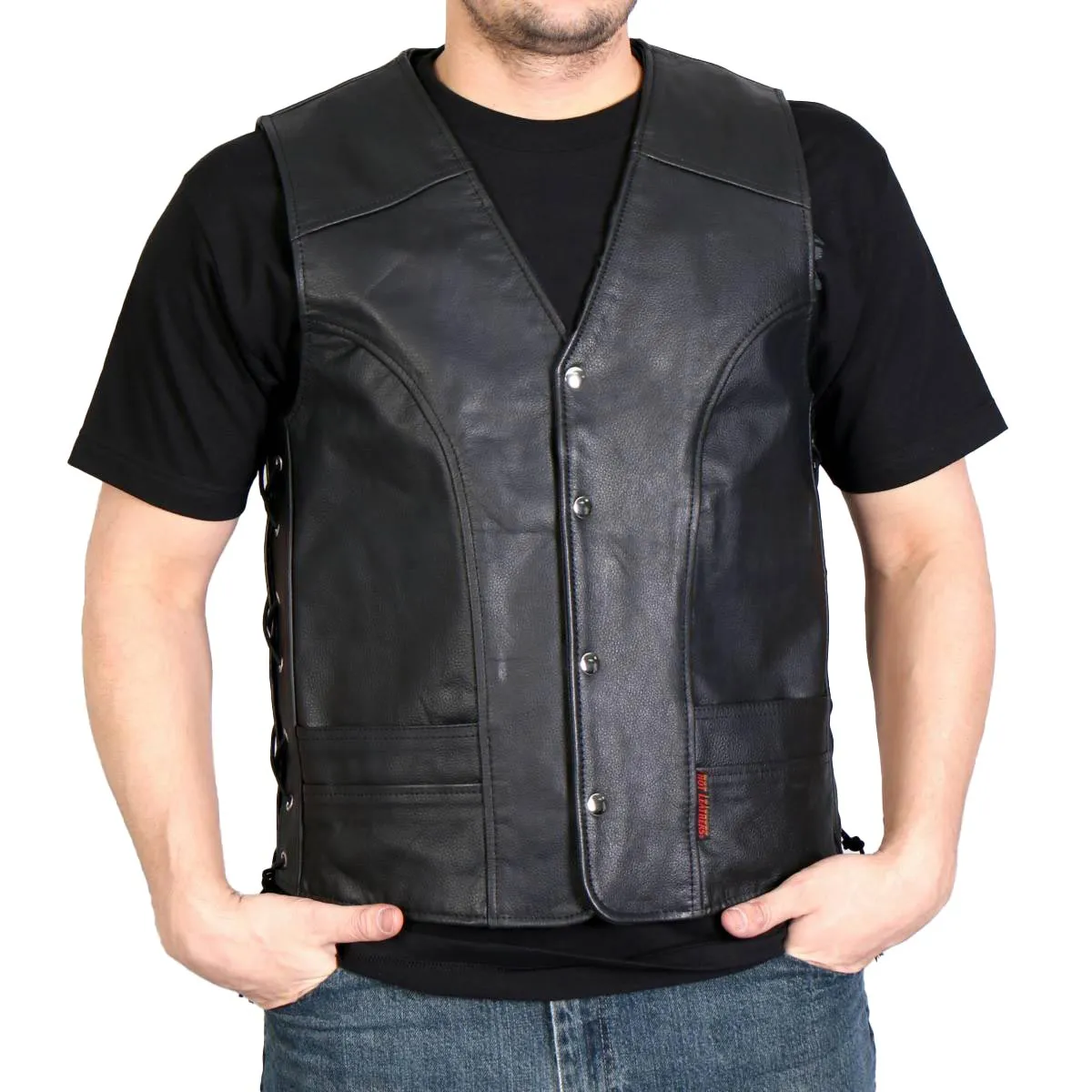 Hot Leathers VSM1030 Men's Black 'Conceal and Carry' Leather Vest