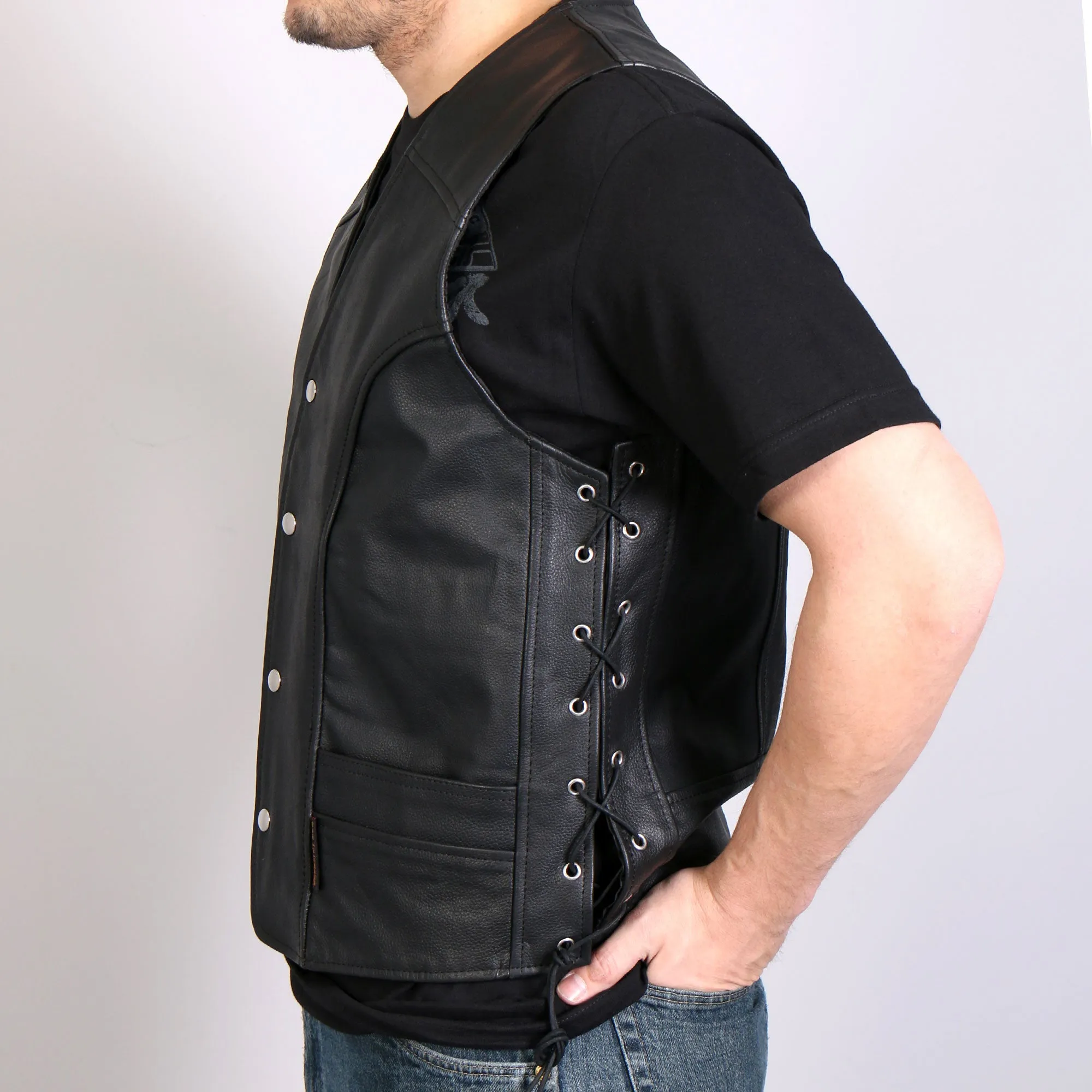 Hot Leathers VSM1030 Men's Black 'Conceal and Carry' Leather Vest