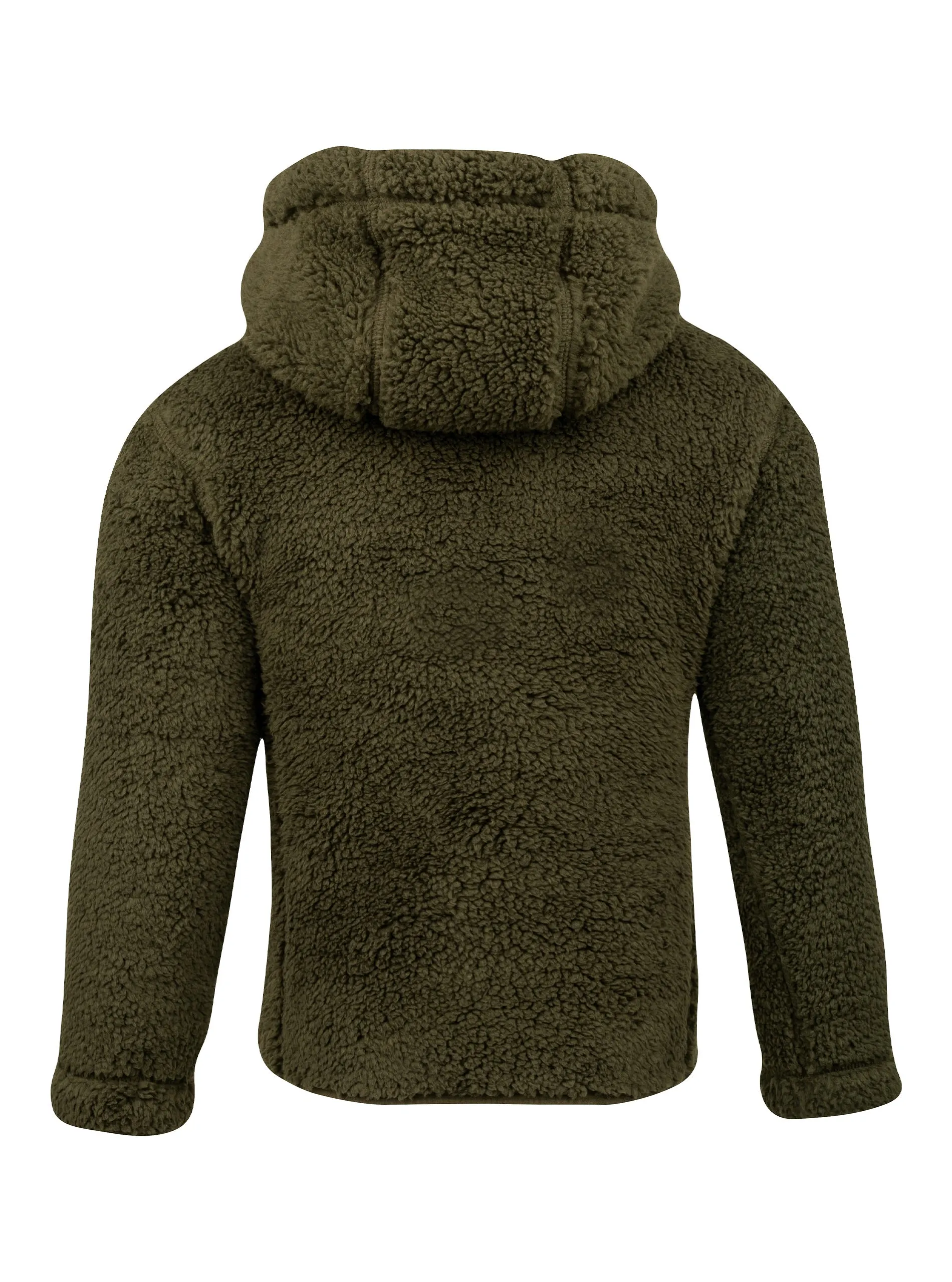 JACK PYKE Childrens Junior Sherpa Fleece Hoodie Dark Olive