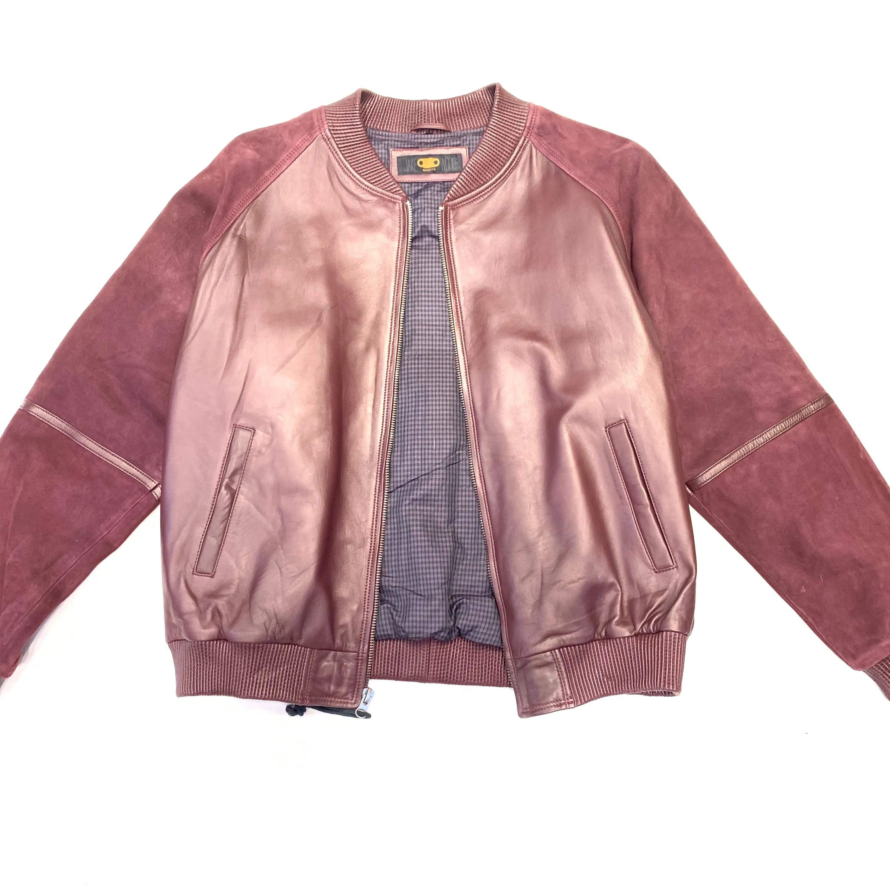 Kashnai Wine Suede Lamb Classic Bomber Jacket