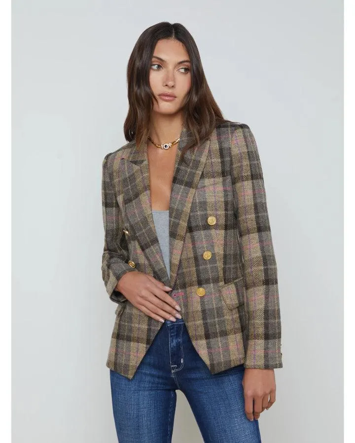 L'Agence Kenzie Plaid Double Breasted Blazer