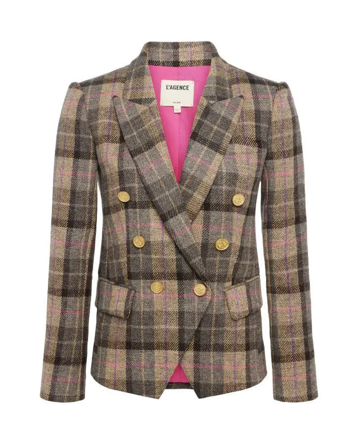 L'Agence Kenzie Plaid Double Breasted Blazer