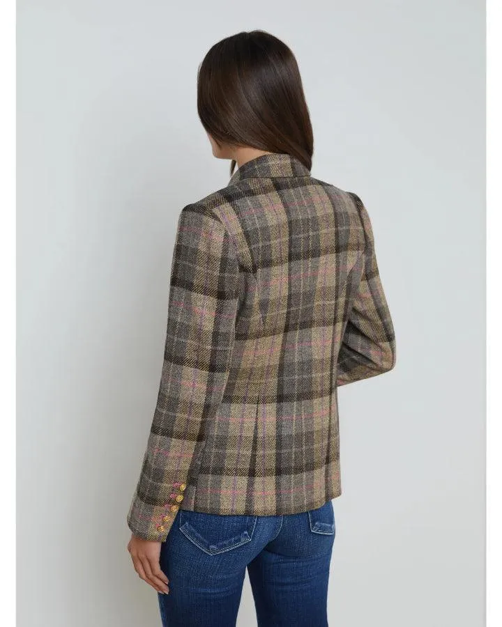 L'Agence Kenzie Plaid Double Breasted Blazer