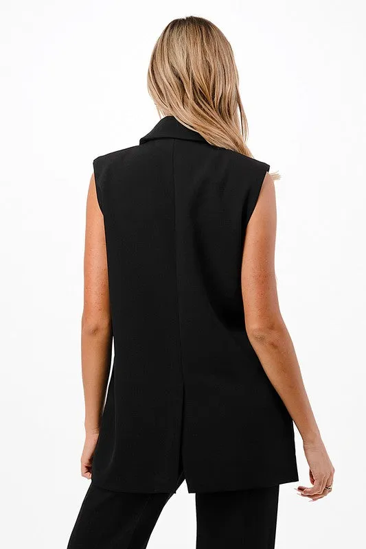 Lala Sleeveless Blazer Vest // Black or White