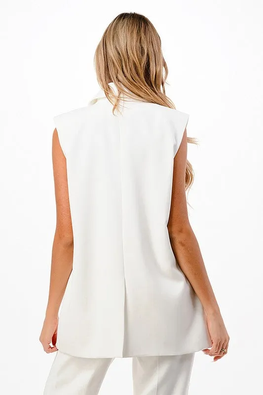 Lala Sleeveless Blazer Vest // Black or White