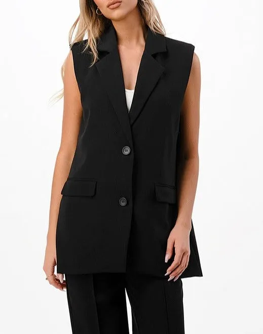 Lala Sleeveless Blazer Vest // Black or White