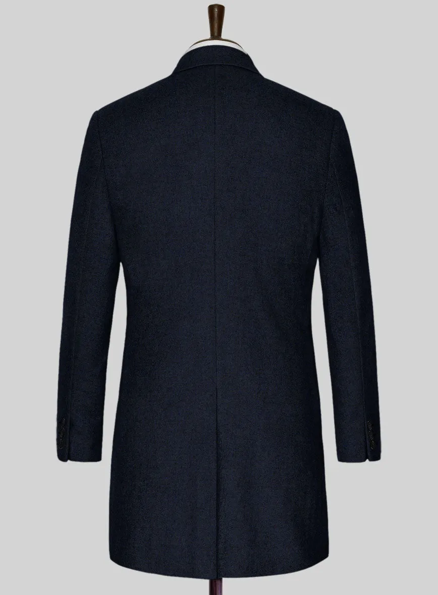 Light Weight Melange Dark Blue Tweed Overcoat