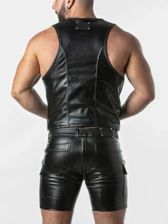 LOCKER GEAR RUB IT PUNCH HOLE LEATHERETTE VEST