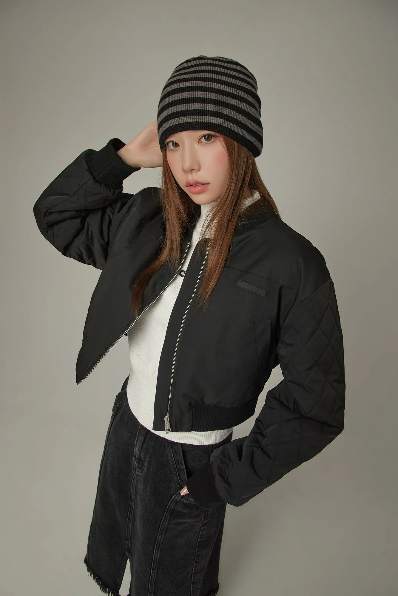 Loose Fit Varsity Qualited Sleeve Jacket