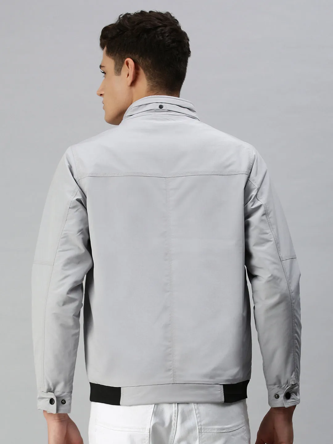 Men Printed Grey Sporty Jacket