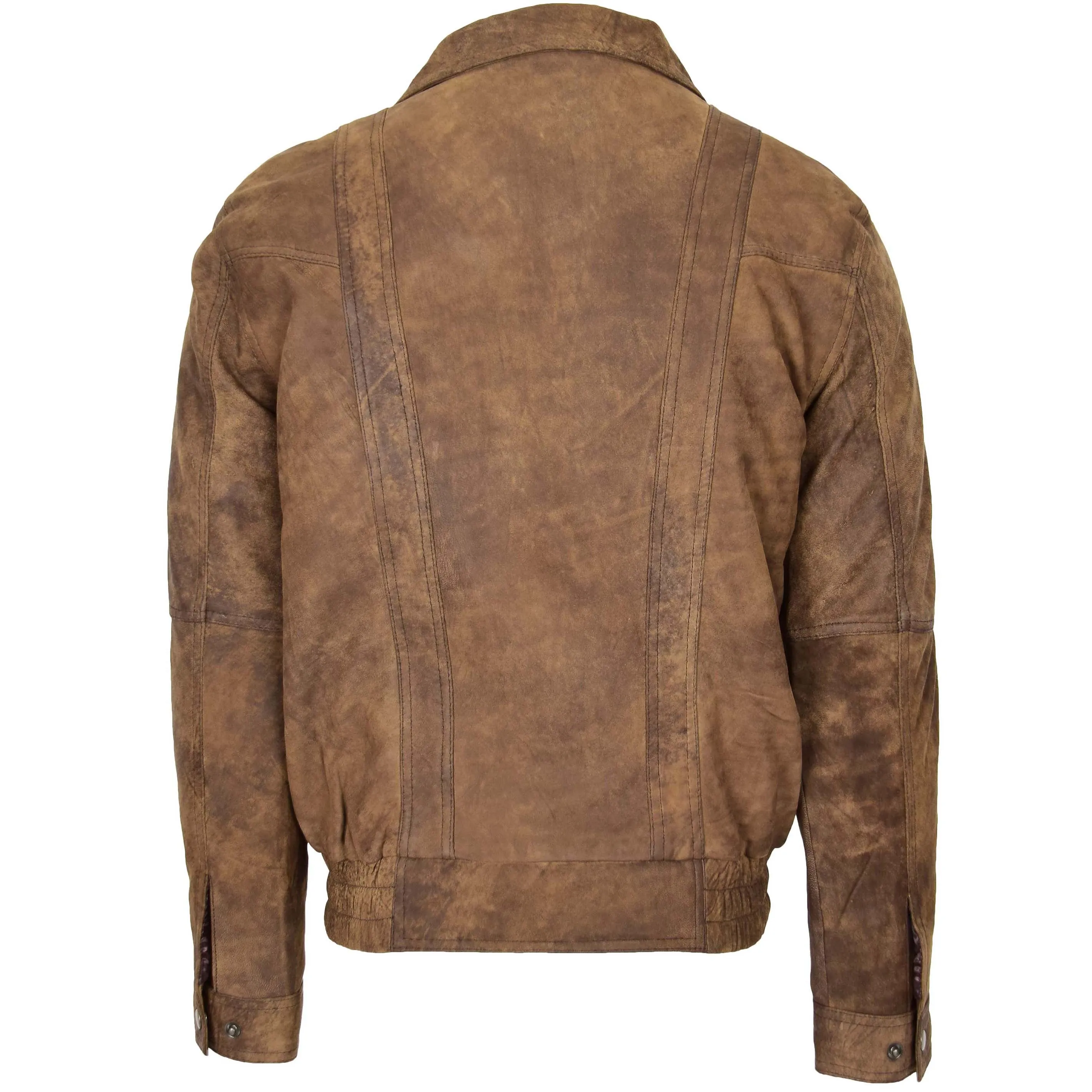 Mens Leather Bomber Blouson Jacket Robert Brown