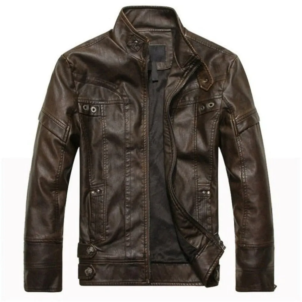 Men's PU Leather Casual Autumn Slim Fit Jacket