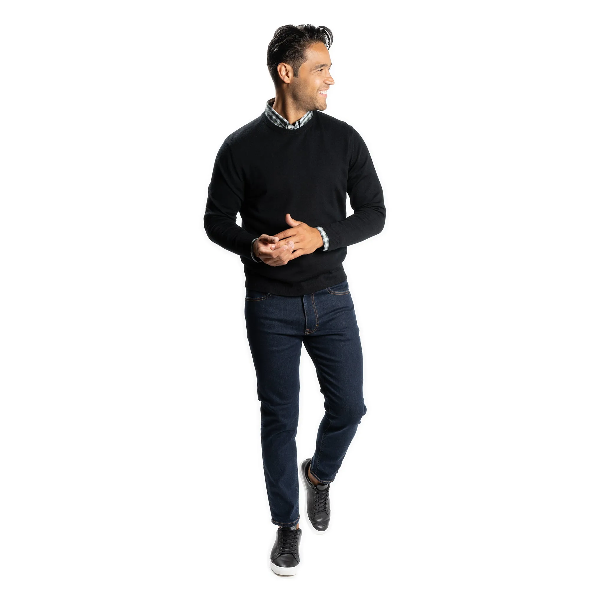 Merino Wool Sweaters Crew Neck - Black