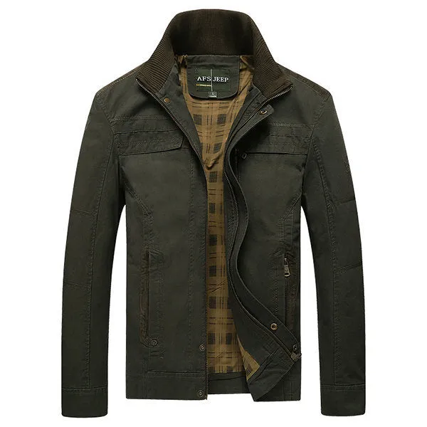 Military Style Solid Color Jacket For Men